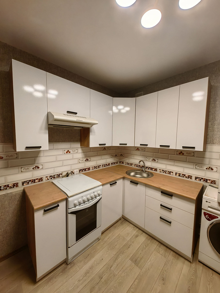 Кухня угловая Рио NEW №2 1.6 х 2.0 м белый глянец