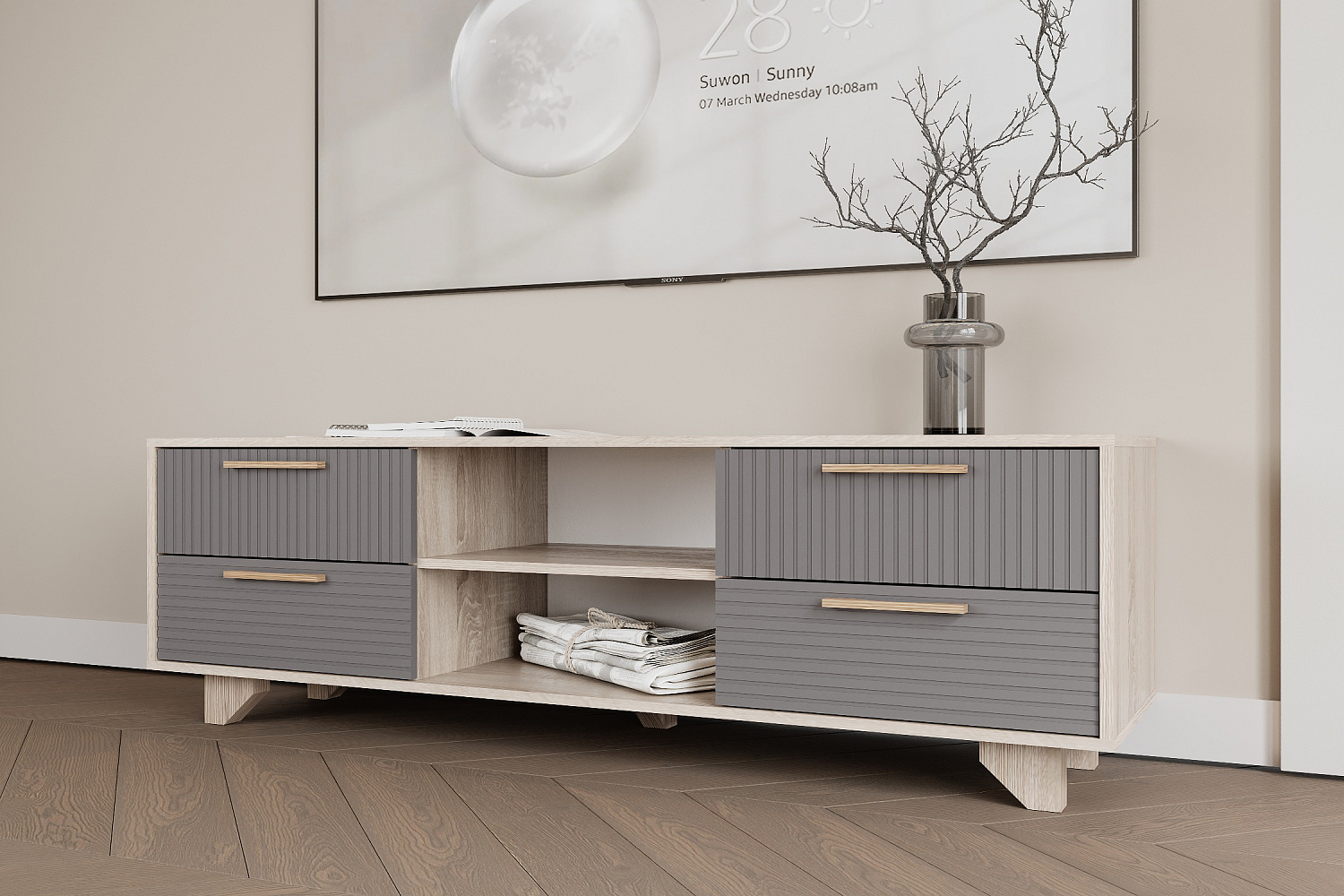 ТВ Тумба Ньёрд 1500.4 дуб сонома / черника