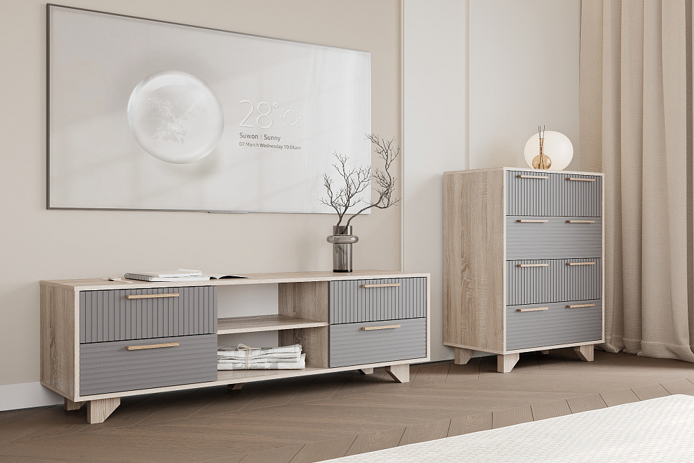 ТВ Тумба Ньёрд 1500.4 дуб сонома / черника