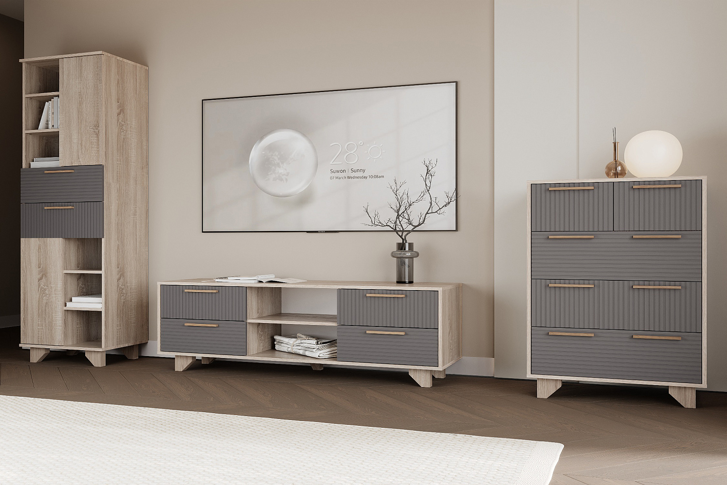 ТВ Тумба Ньёрд 1500.4 дуб сонома / черника