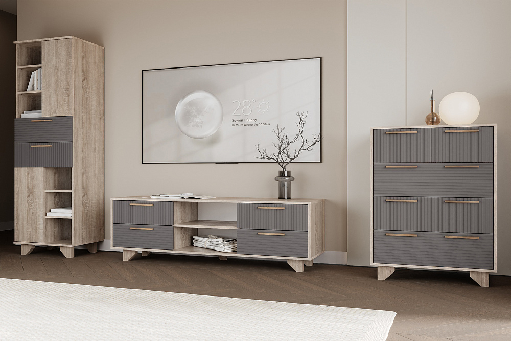 ТВ Тумба Ньёрд 1500.4 дуб сонома / черника