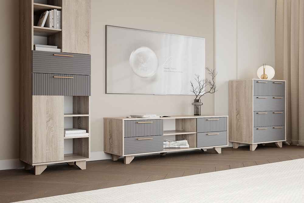 ТВ Тумба Ньёрд 1500.4 дуб сонома / черника