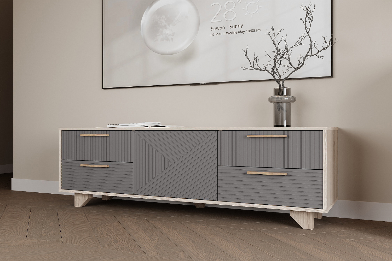 ТВ Тумба Ньёрд 1501.4 дуб сонома / черника