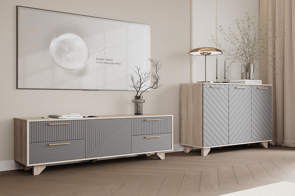 ТВ Тумба Ньёрд 1501.4 дуб сонома / черника