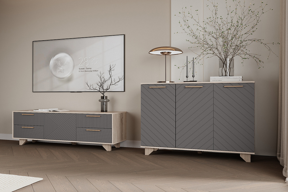 ТВ Тумба Ньёрд 1501.4 дуб сонома / черника