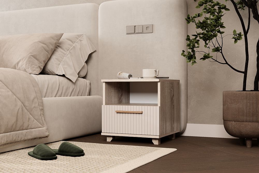 Тумба прикроватная Ньёрд с ящиком дуб сонома / ива пепельная