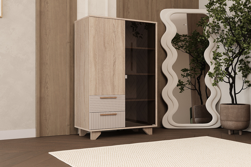 Шкаф-витрина Ньёрд Н дуб сонома / ива пепельная