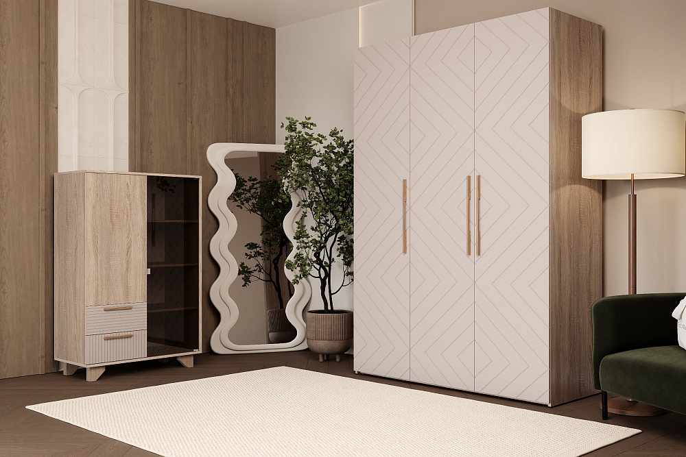 Шкаф-витрина Ньёрд Н дуб сонома / ива пепельная