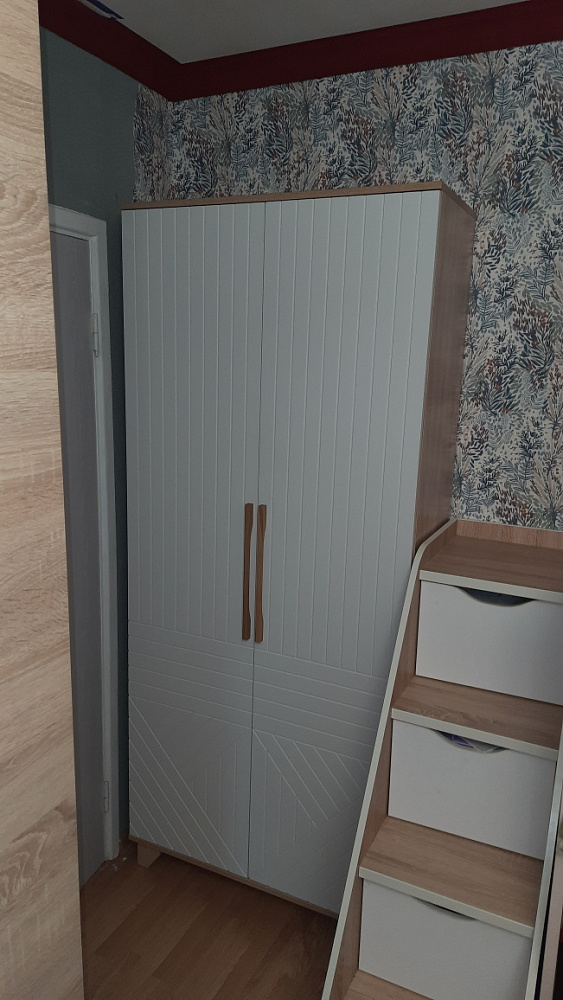 Шкаф 2-х створчатый Копенгаген белый / серый графит