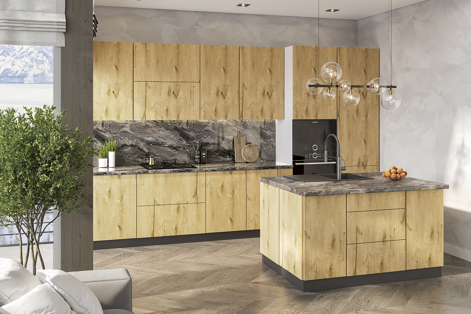 Модульная кухня Монора сердце дуба