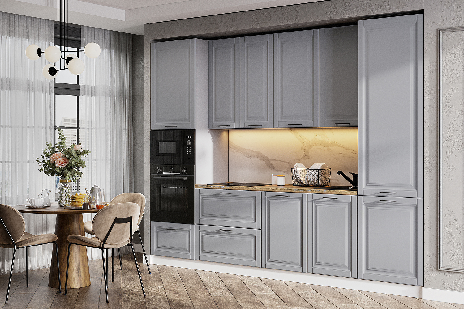 Модульная кухня Калеста серебряный песок