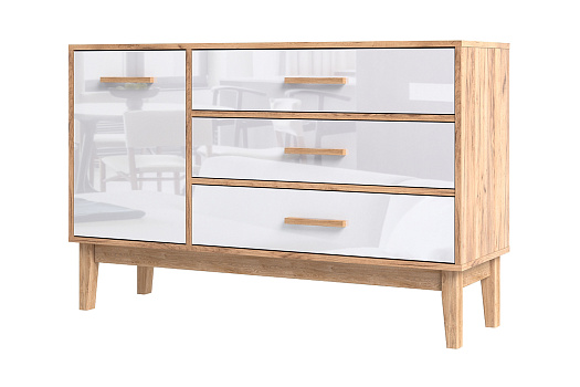 Комод с одной створкой Кельн дуб крафт / белый глянец