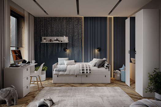 Модульная детская Тиффани белый снег / белый софт