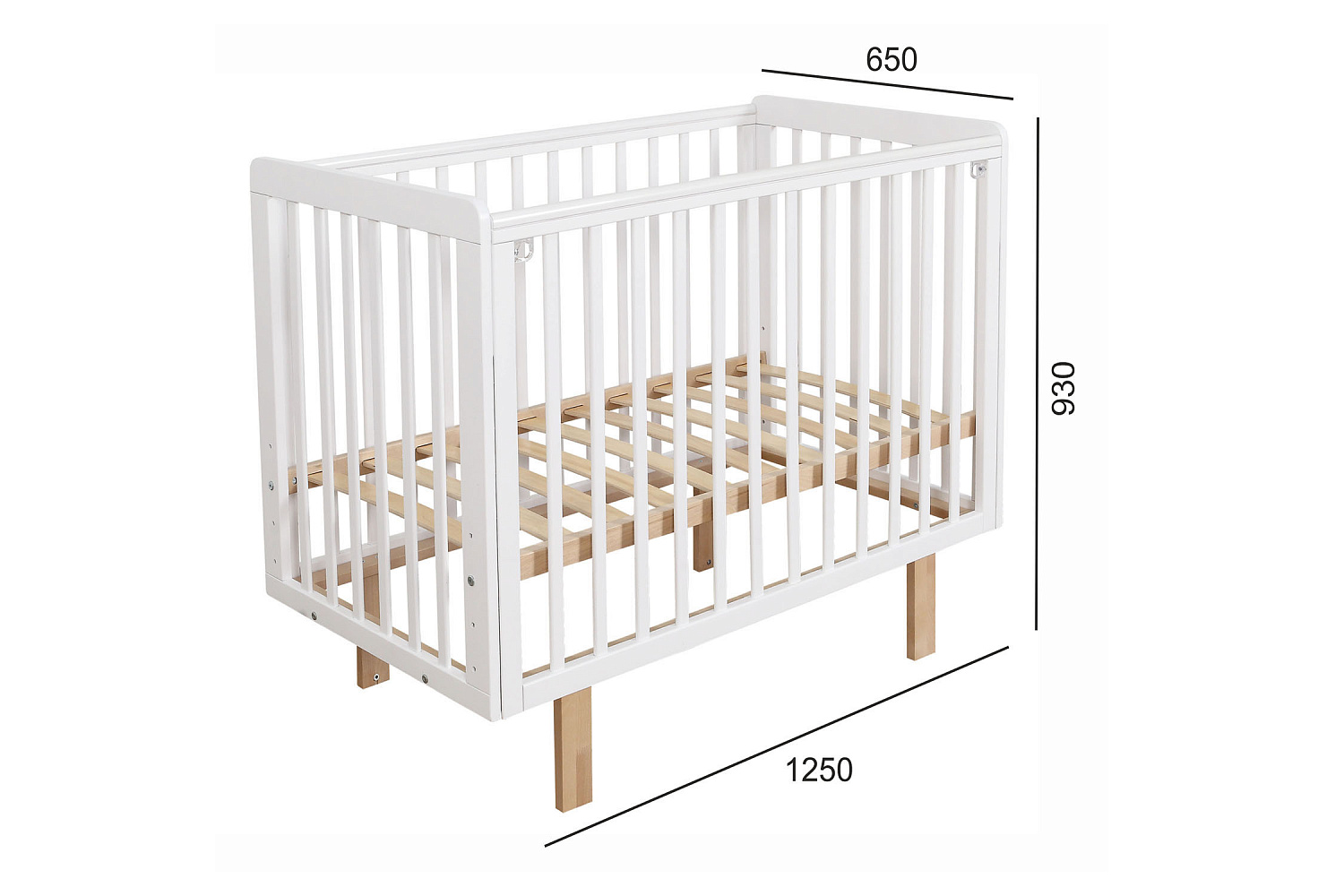 Кроватка детская Онвик белая / береза