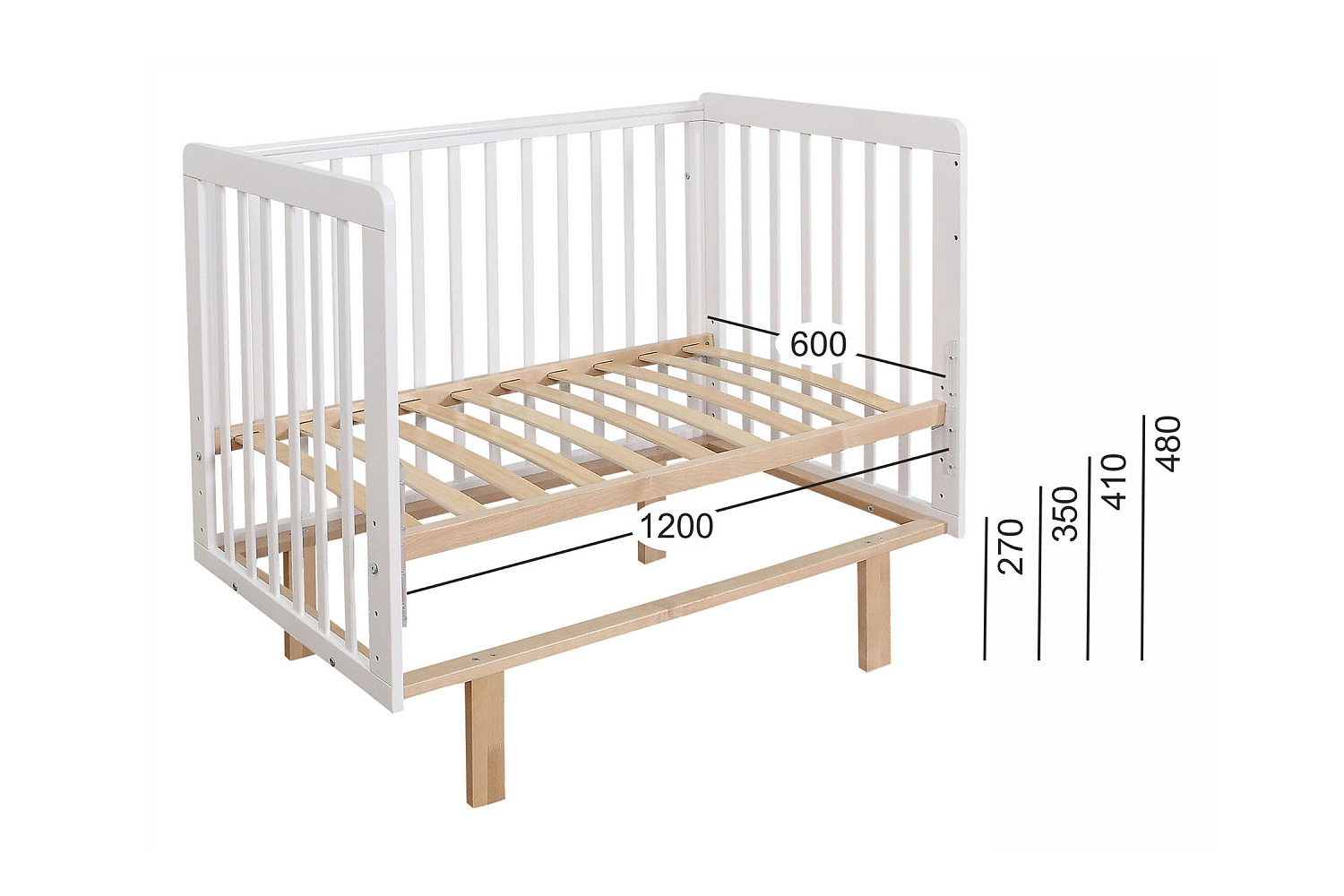 Кроватка детская Онвик белая / береза