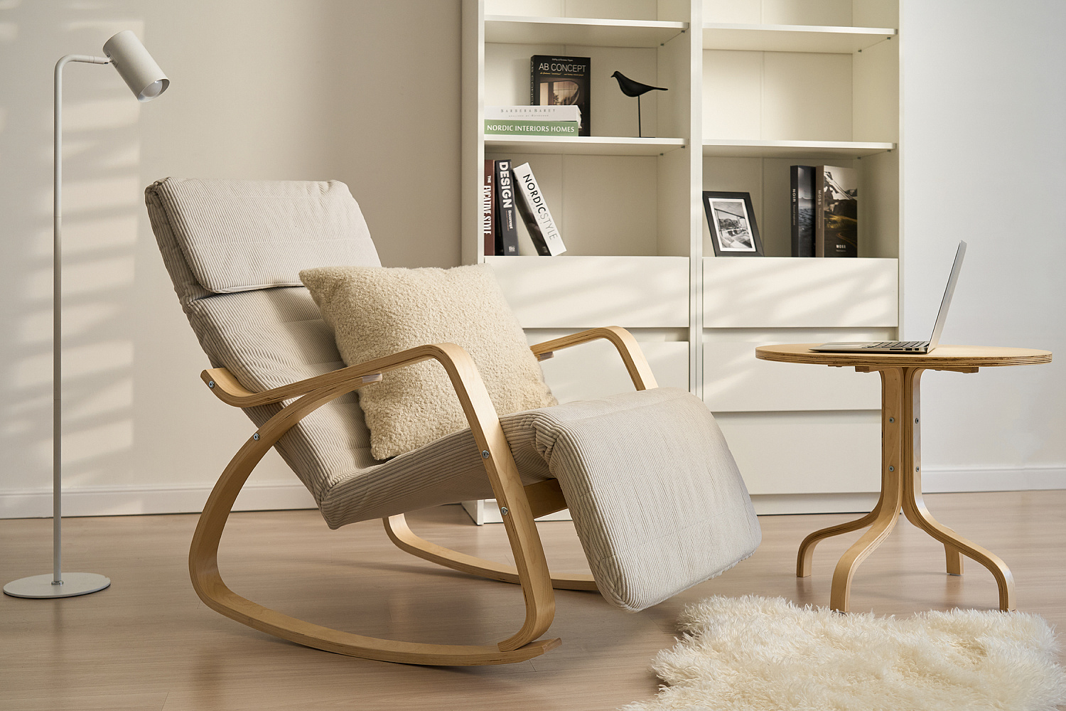 Кресло-качалка реклайнер Ривоя вельвет серый