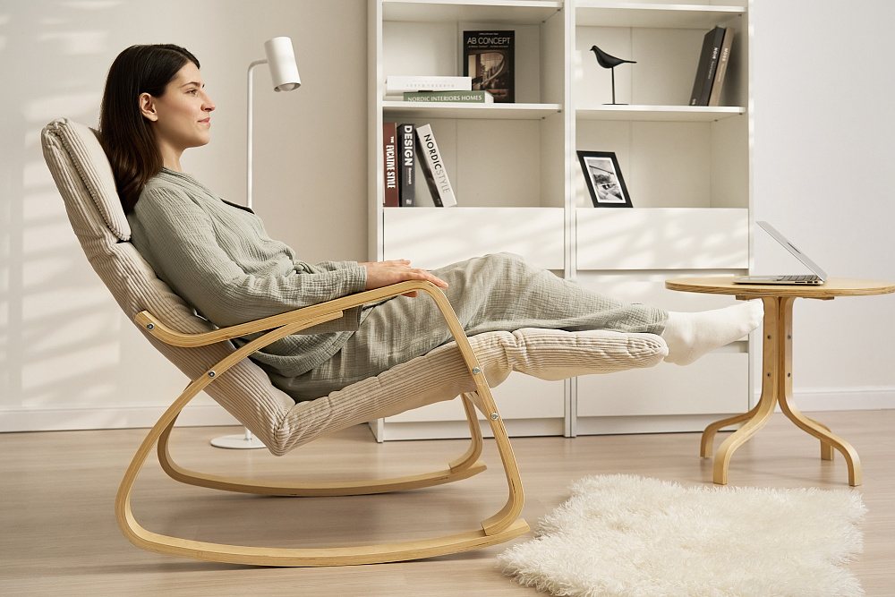 Кресло-качалка реклайнер Ривоя вельвет серый