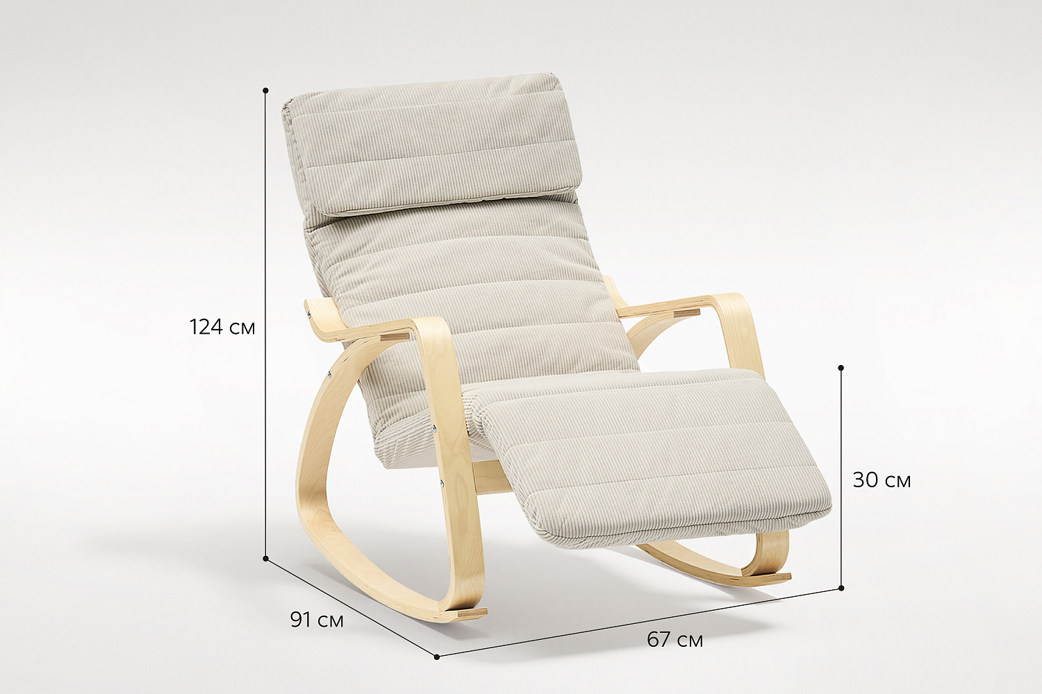 Кресло-качалка реклайнер Ривоя вельвет серый