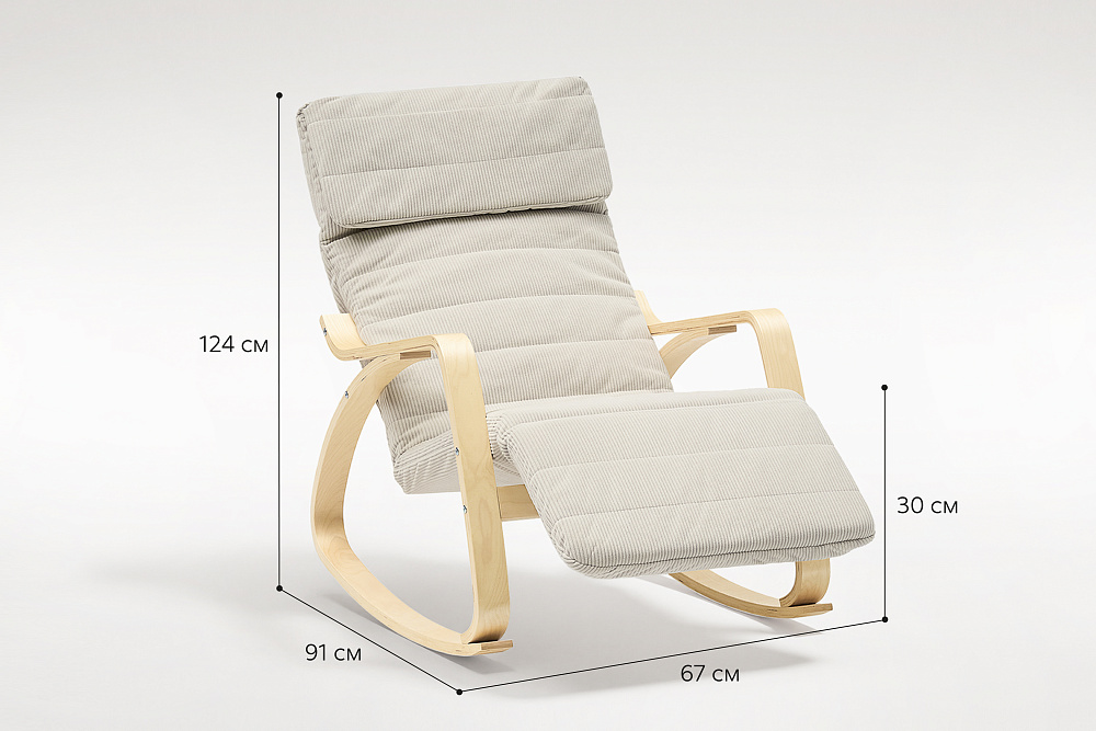 Кресло-качалка реклайнер Ривоя вельвет серый