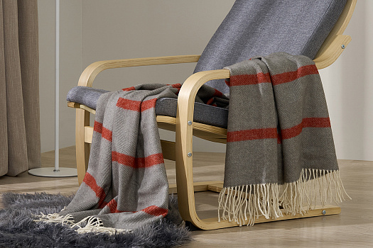 Плед Лэксен 120х160 см шерсть / акрил, серо-бордовый