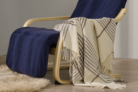 Плед Тартандо 120х160 см шерсть / акрил, бежевый