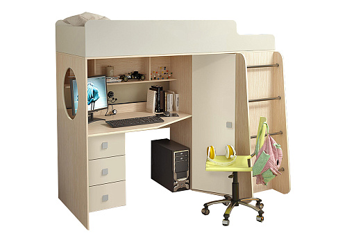 Кровать-чердак Сказка ваниль матовый / белфорт