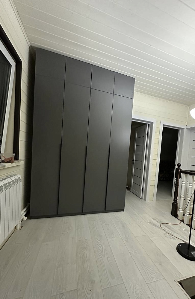 Шкаф 4-х створчатый Тивина с антресолью белый текстурный