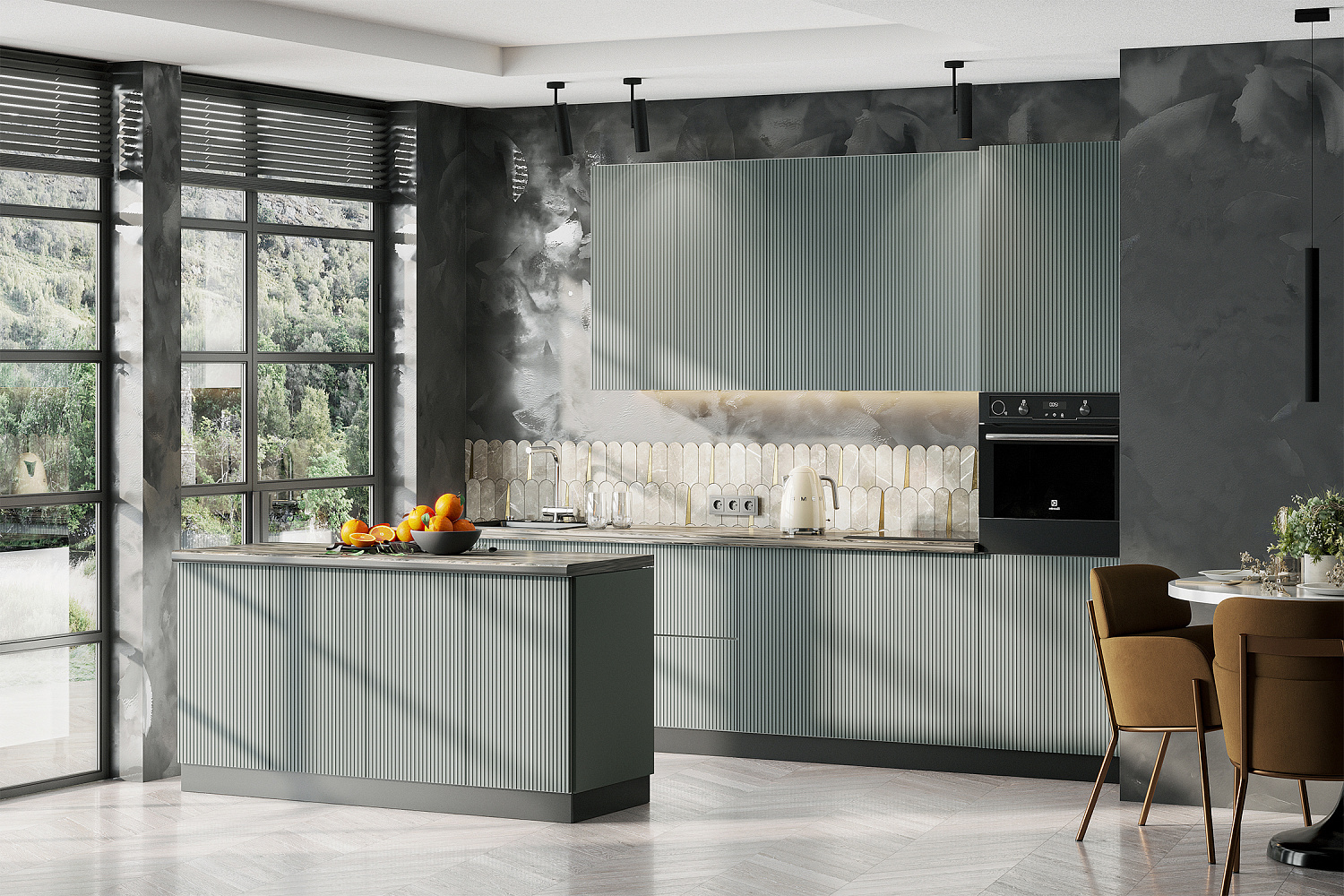 Модульная кухня Ритея бирюзовая гладь