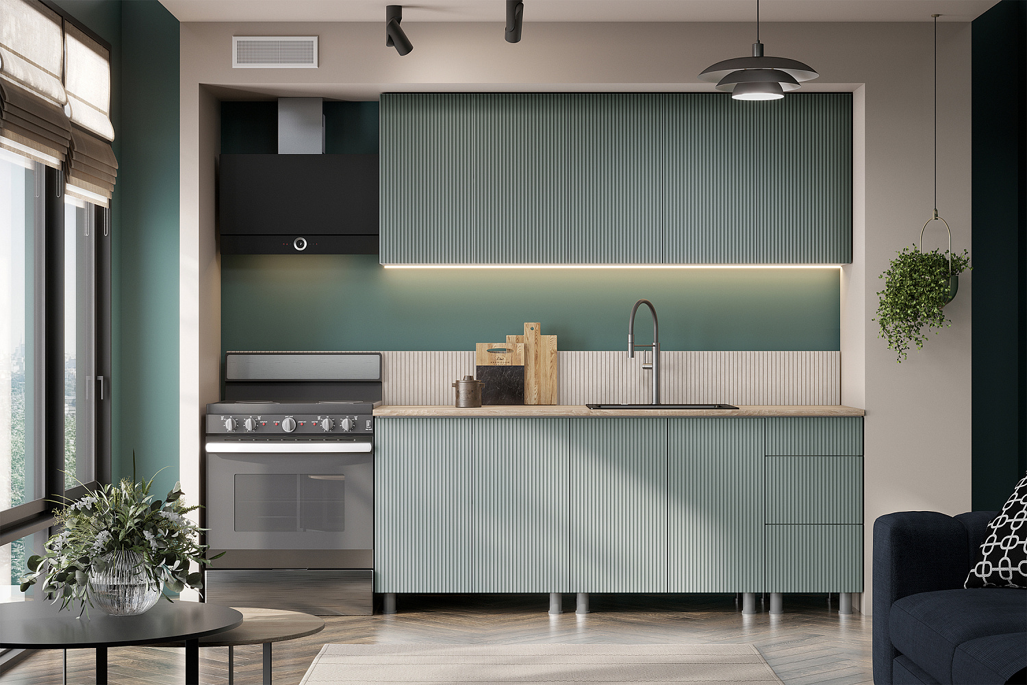 Модульная кухня Ритея бирюзовая гладь