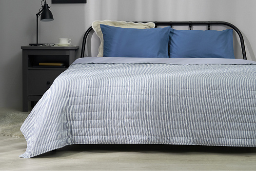Покрывало стеганое Равио 230x250 см, серо-голубое