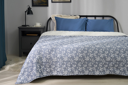 Покрывало стеганое Флиора 230x250 см, серо-синее