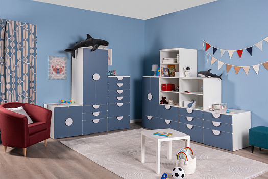 Модульная детская Киппо белый / синий