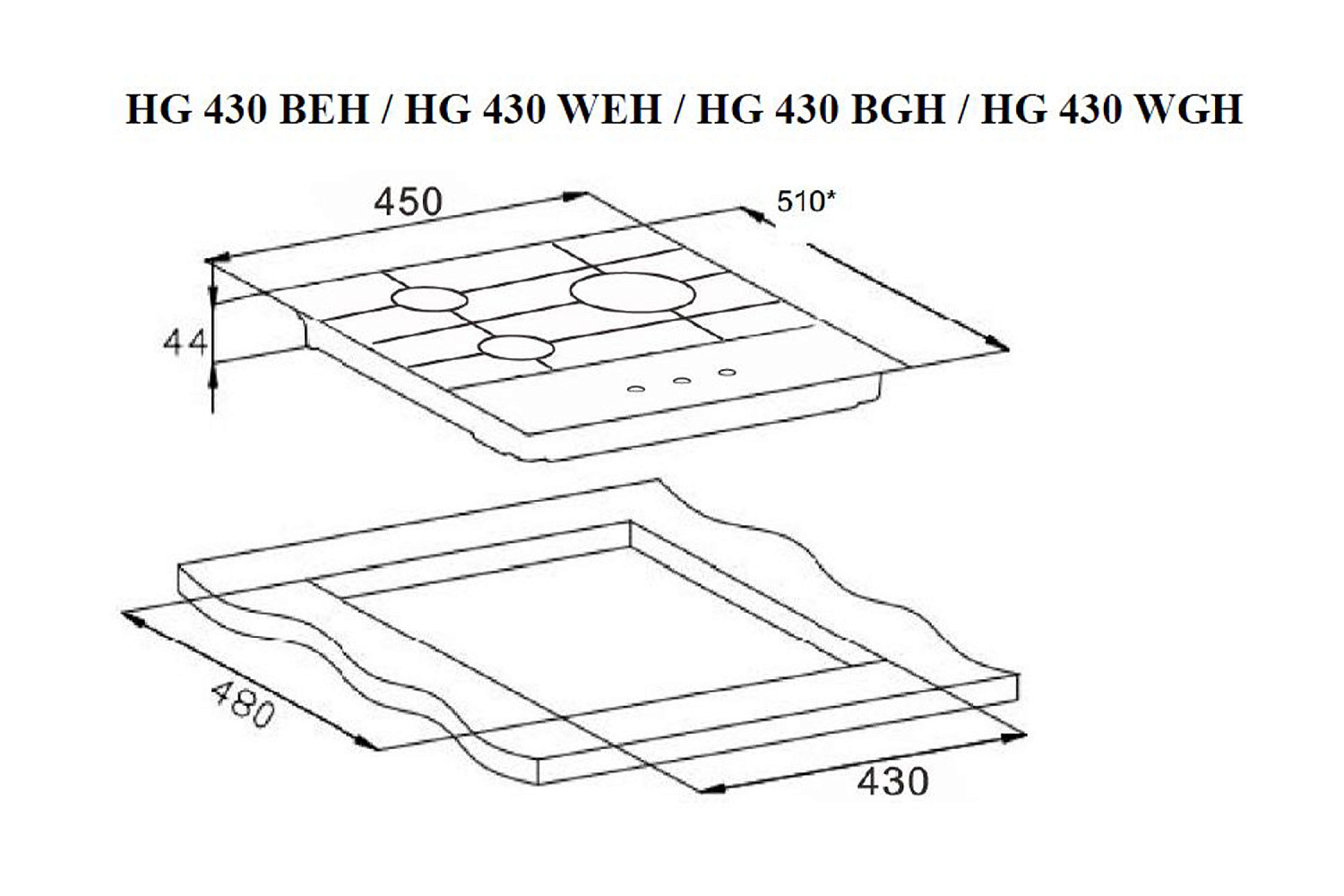 Газовая варочная панель Weissgauff HG 430 WGH