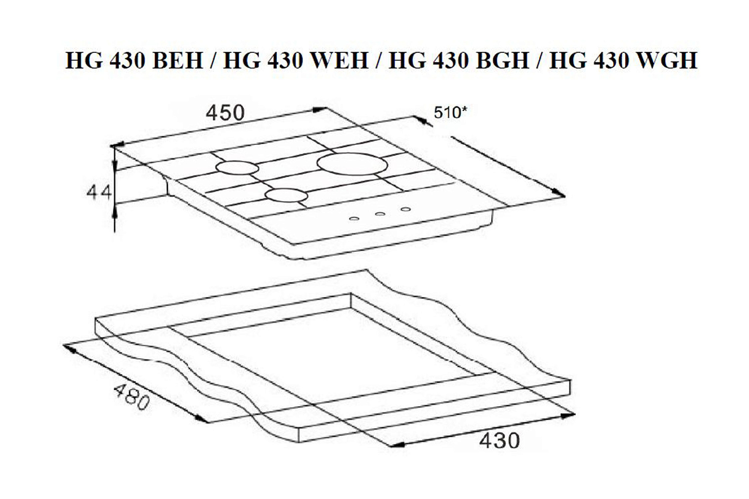 Газовая варочная панель Weissgauff HG 430 BGH