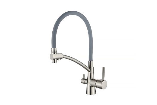 Смеситель Accoona A5179AT-13 с изливом для питьевой воды серый / сатин