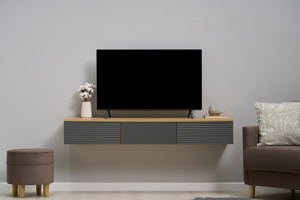 Полка навесная с ящиками Флэш дуб крафт / браш графит