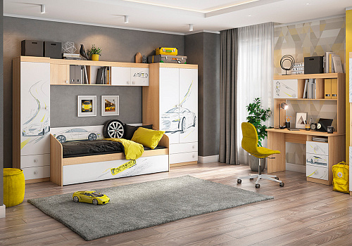 Модульная детская Форсаж дуб сонома / белый