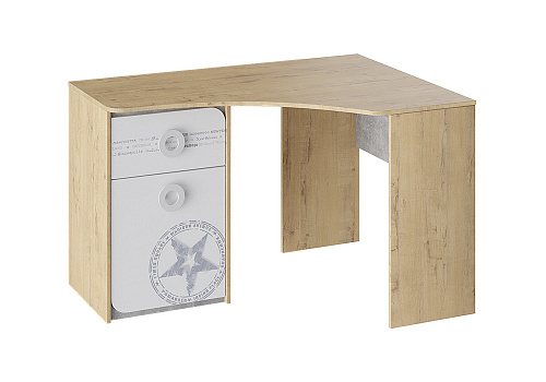 Угловой стол Мегаполис бунратти / белый с рисунком