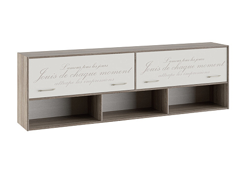 Шкаф настенный Брауни фон бежевый с рисунком / дуб сонома трюфель