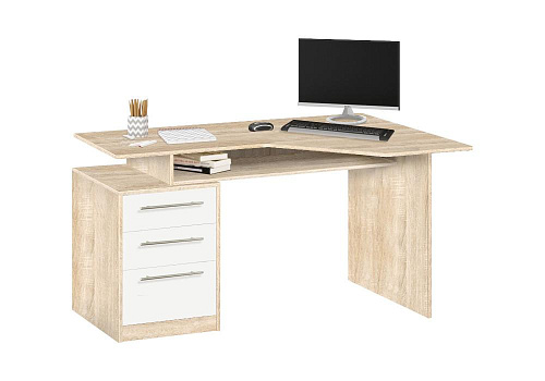 Компьютерный угловой стол 10.07 дуб сонома / белый
