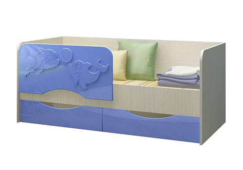 Детская кровать Дельфин-2 голубой металлик / белфорд