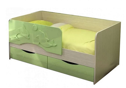 Детская кровать Алиса зеленый металлик / дуб белфорт