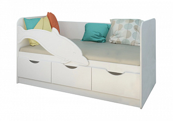 Детская кровать Дельфин-3 белый металлик / белый