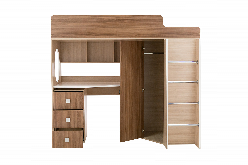 Кровать-чердак Сказка ясень шимо темный / ясень шимо светлый