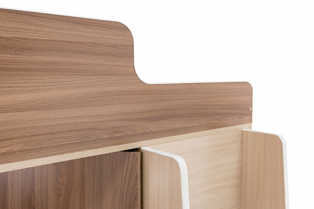 Кровать-чердак Сказка ясень шимо темный / ясень шимо светлый