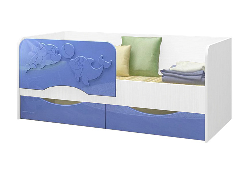 Детская кровать Дельфин-2 голубой металлик / белый
