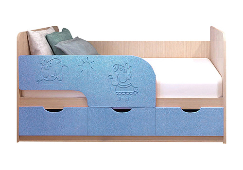 Детская кровать Свинка Пеппа голубой металлик / белфорд