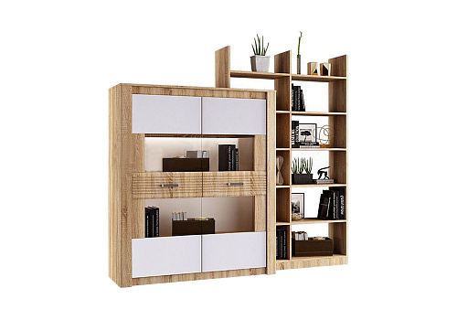 Витрина Терра белый глянец / дуб сонома