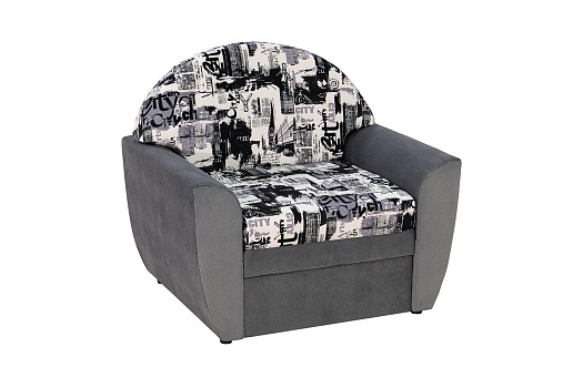 Кресло выкатное Вена серое / принт Сити