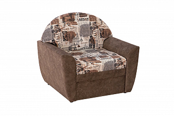 Кресло выкатное Вена коричневое / принт Лондон